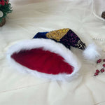 Splicing Christmas Santa Hat Xmas Long Plush Holiday Red Hat For Woman And Man Unisex 2025 New Year Festive Party Supplies Gifts