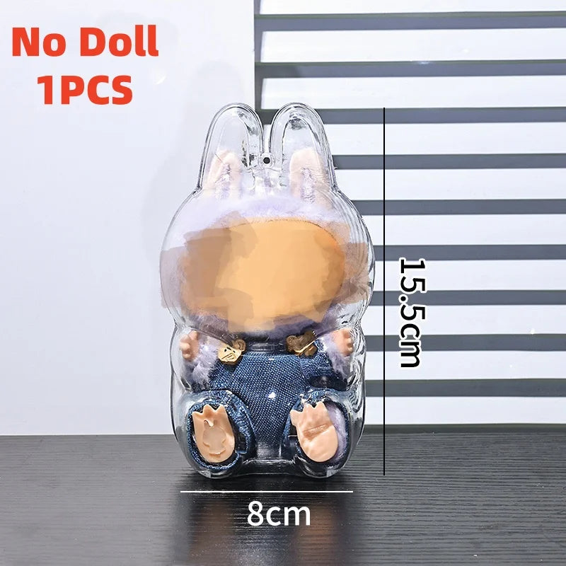 Transparent Cover For LABUBU Clear Macaron Protector Case Dust Sitting Case Popmart Bubble Mart Doll Accessories
