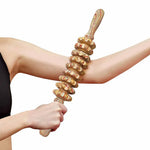 9 Rollers Wooden Handheld Massager Roller Stick for Trigger Point, Anti-Cellulite, Body Muscle Pain Relief