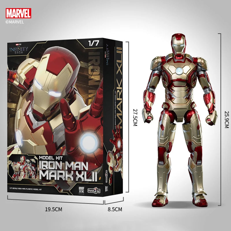 Marvel Iron Man MK46 Assembled Model 10in 1/7 scale Action Figures Reactors can emit light Collect Ornament Boy Toy Gift
