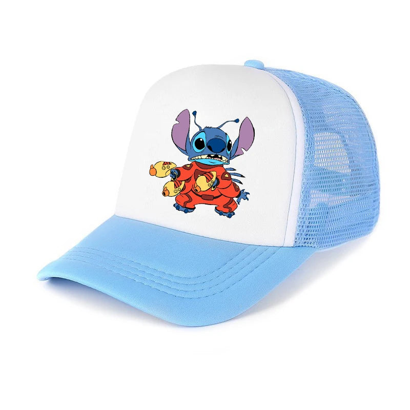 Stitch Baseball Cap For Boys And Girl, Adjustable Protection Unisex Casual Hip-Hop Print Mesh Sun Hat, Classic Cotton Peaked Hat