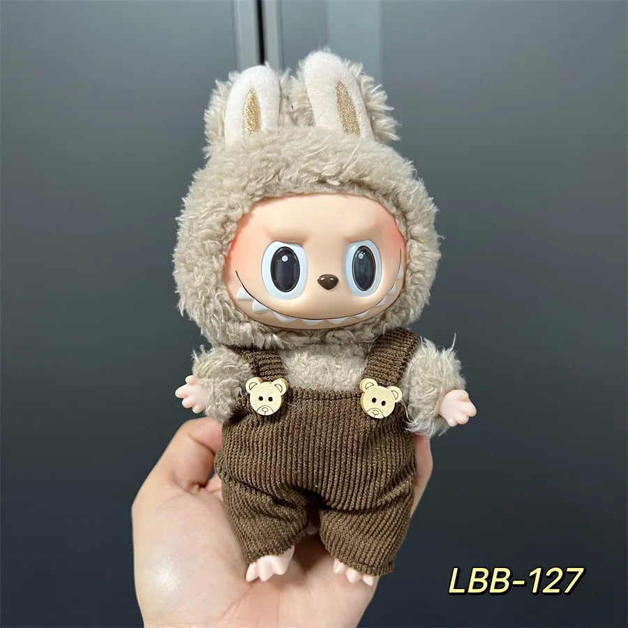 Cute Mini Plush Doll Clothes for 17cm Labubu Many Kinds of Overalls Clothes Accessories