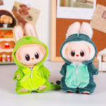 13CM Plush Doll Clothes for Labubu Doll's Clothes 6-Piece Set Dinosaur Animal Suit with Hat Outfit Accessories Dolls Clothing