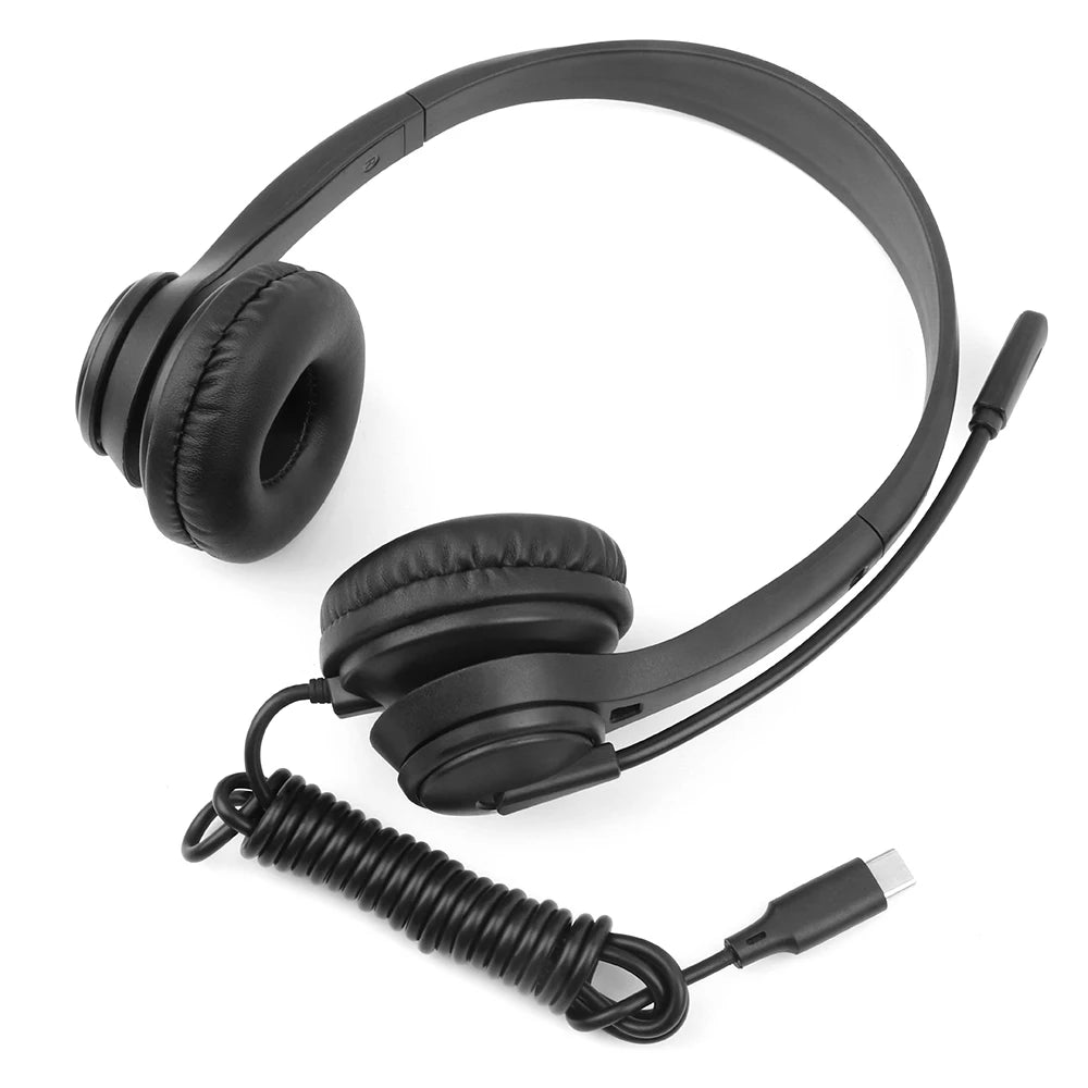 Wired USB Headset Call Center Headphones with Microphone Noise Cancelling Over Gaming Over-Ear Headsets for Computer PC Laptop