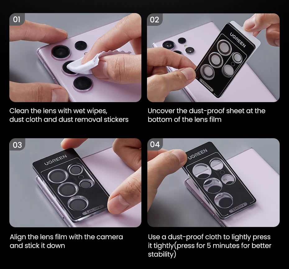 UGREEN Camera Lens Protector for Samsung Galaxy S24 Ultra Full Lens Glass for Samsung S24 Ultra Protective Film