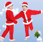 Winter Kids Warm Christmas Party Costume Coat+Pants+Hat+Shoes Covers Boys and Girls Santa Claus Role Play Outfit Xmas Clothing