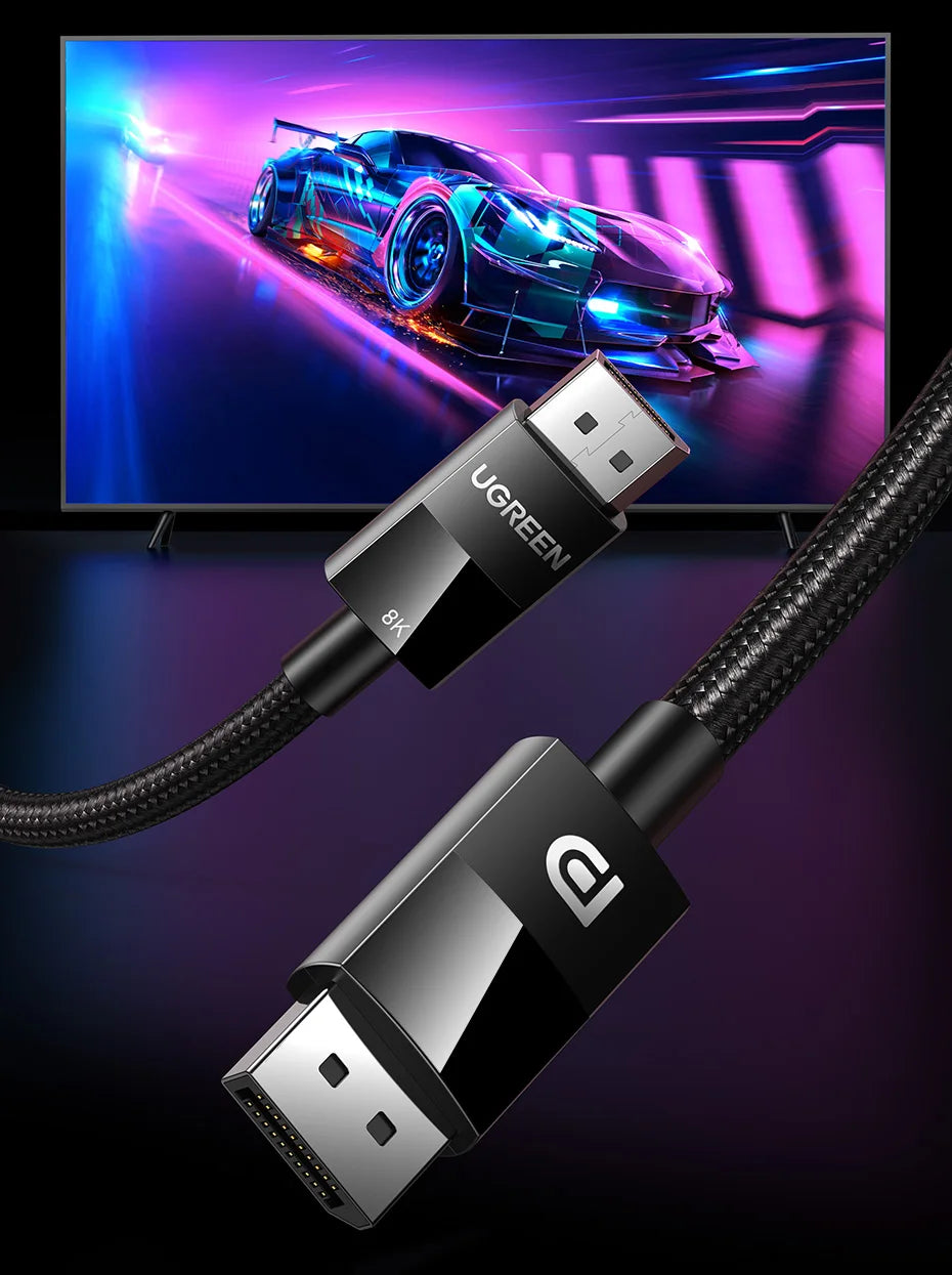 UGREEN DisplayPort Cable 8K DP 1.4 Adapter 2K165Hz 32.4Gbps Cable for PUBG Gaming Play for PC Computer Monitor Projector