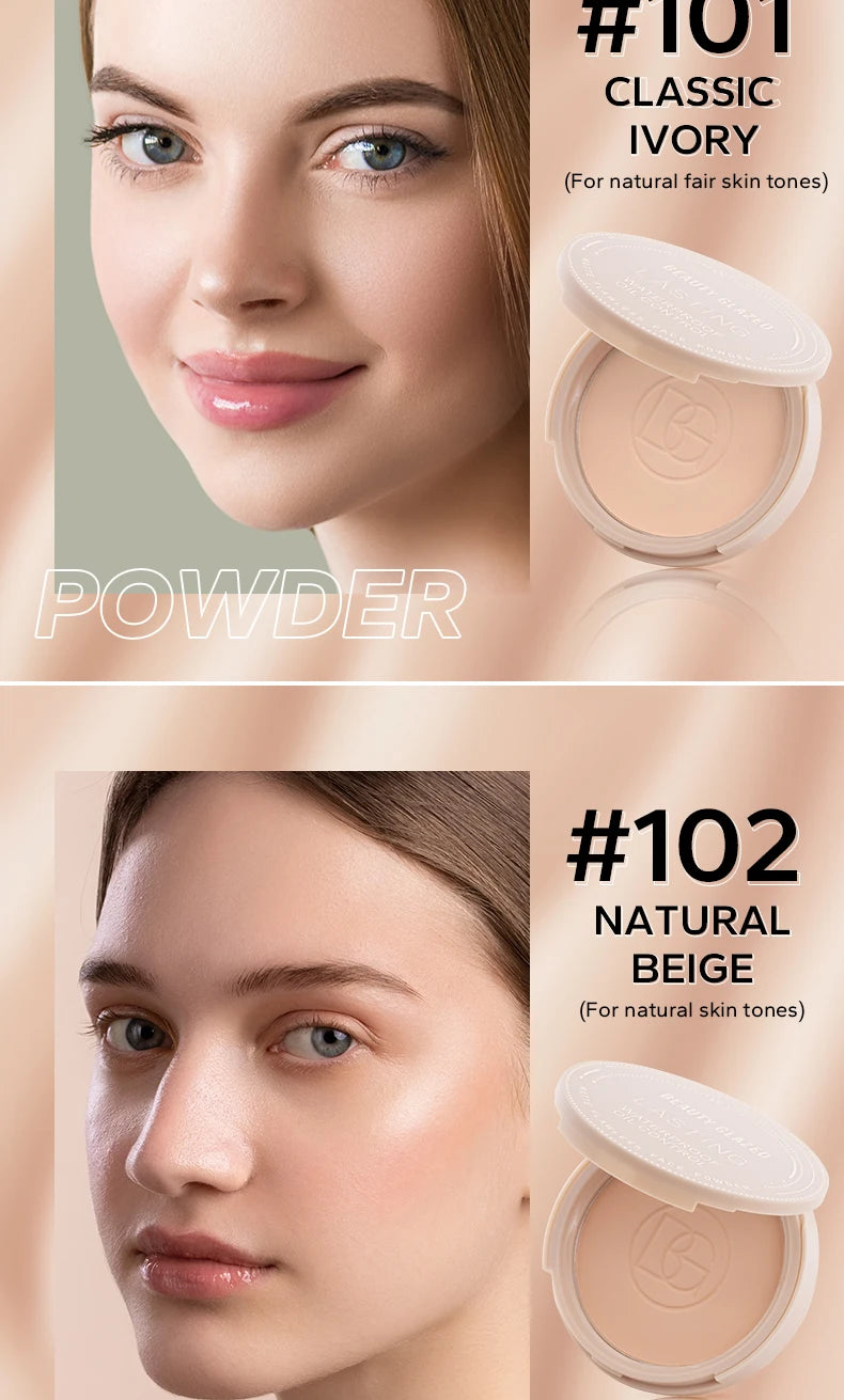 BEAUTY GLAZED Oil Control Matte Face Powder Long Lasting Flawless Setting Powder Face Makeup With Mirror