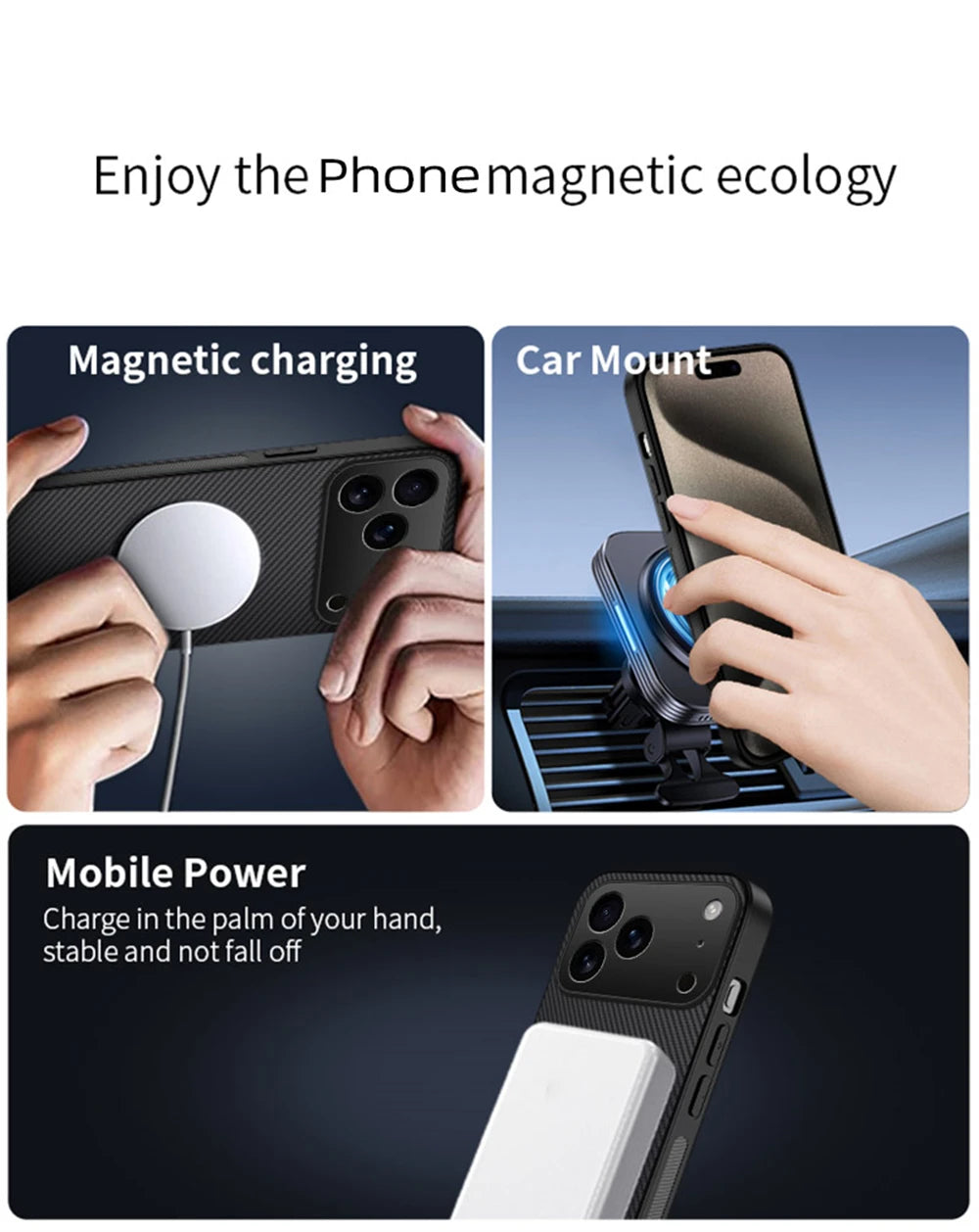 Ultra Thin Carbon Fbier Magnetic Leather Case for iPhone 17 Air 16E 16 15 14 13 Pro Max for Magsafe Shockproof Military Cover