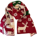 Christmas Scarf Unisex Winter Knitted Scarf Reindeer Christmas Theme Scarves Warm Scarf for Men and Women Christmas Deer Scarf