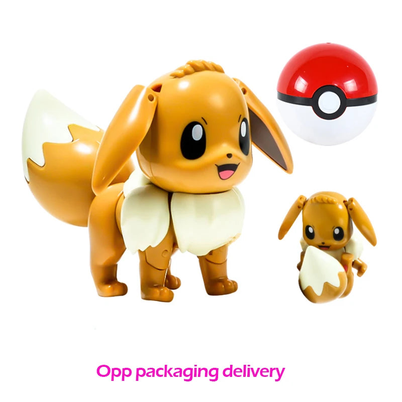 Figure Pokemon Pokeball transform Pikachu Charizard Venusaur Blastoise Mewtwo Gyarados Solgaleo Lunala Eevee poke ball toy gift