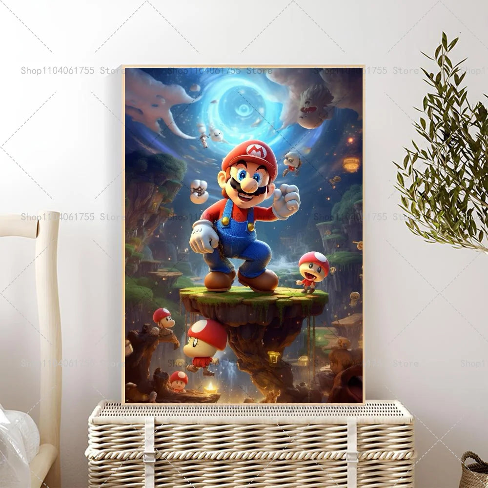 1PC Classic Anime Movie M-Marios Poster Self-adhesive Art Waterproof Paper Sticker Coffee House Bar Room Wall Decor