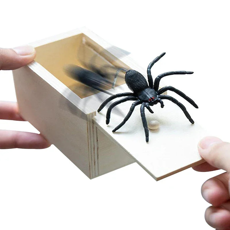 1PC New Trick Spider Funny Scare Box Wooden Hidden Box Prank Trick Horror Spiders Fun Game Halloween Party Decoration Gifts