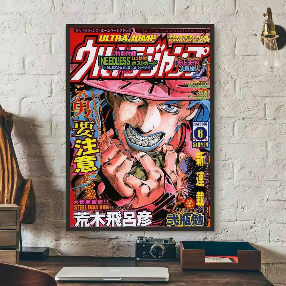 Anime J-JoJo Bizarre Adventure Poster Sticky Wall Art Printing Waterproof Home Living Bed Room Bar Aesthetic Decor