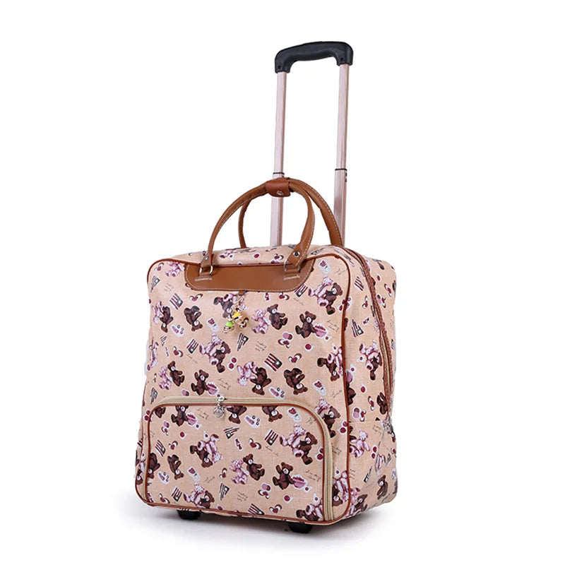 Fashion Women Travel Luggage Trolley Bag on Wheels Suitcase Business Boarding bag Travel Rolling Suitcase Bags