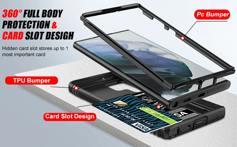 Case For Samsung S25 Ultra S24 S23 S22 Plus S24 FE A56 A55 A36 A35 A15 A16 5G Heavy Duty with Camera 360 Degree Kickstand Cover