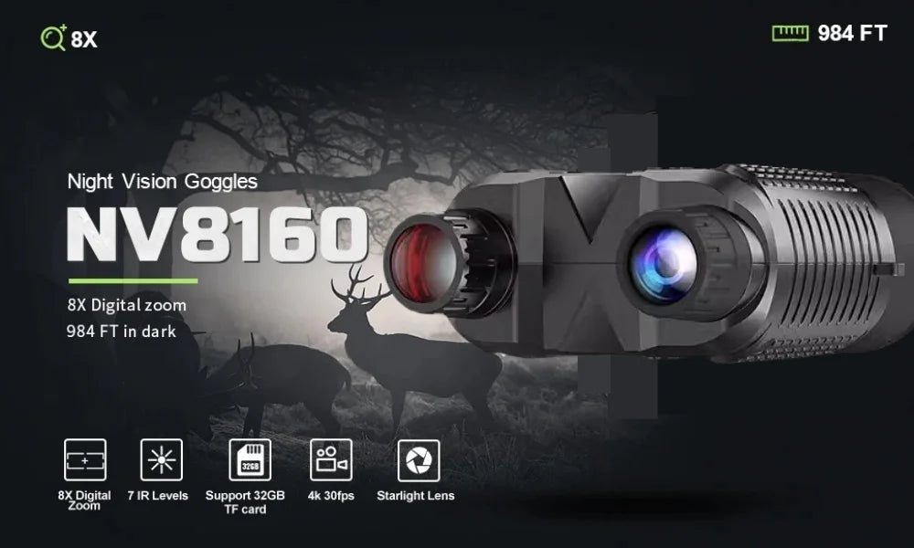 Night Vision Binoculars NV8160 8X Digital Zoom Tactical Helmet Head Mount Goggles Hunting Telescope 4K Infrared Binoculars