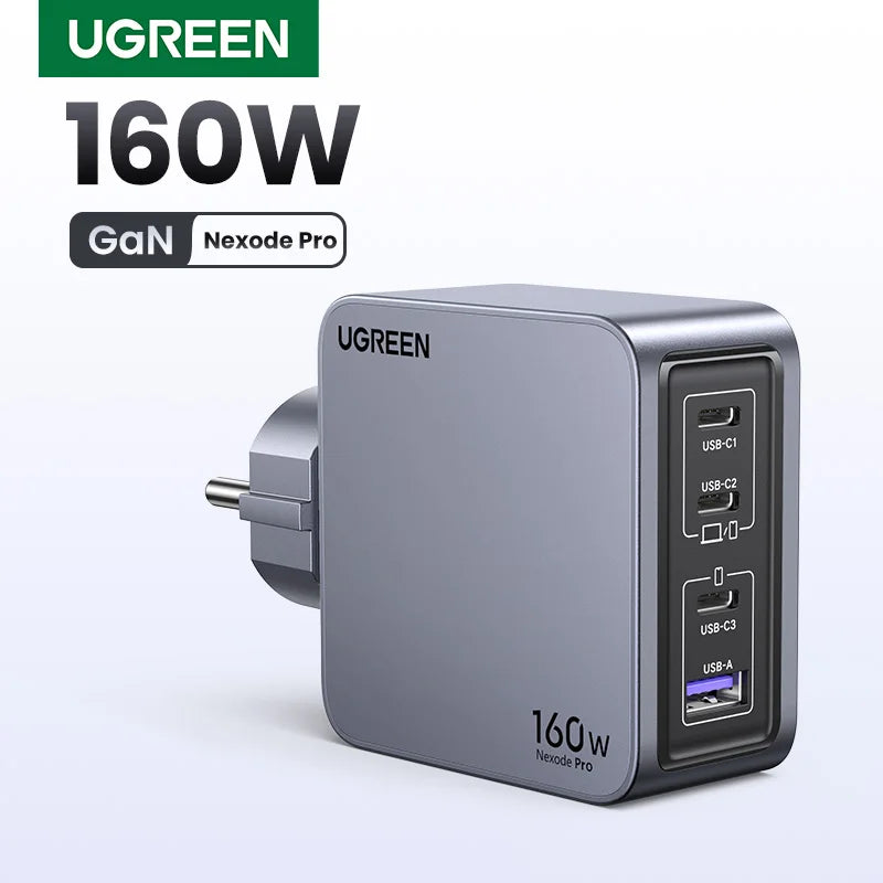 【Korean Plug】UGREEN 160W GaN Charger PD3.1 QC4.0 Quick Charge For Macbook Pro Laptop iPhone 16 15 Pro Max  Xiaomi Tablet iPad