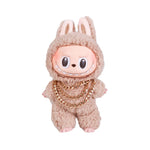 Luxury Tidal Current Labubu Black Hip Hop Mask Knitted Hat Accessories 3-Layer Big Gold Chain Street Fashion Doll Ornaments