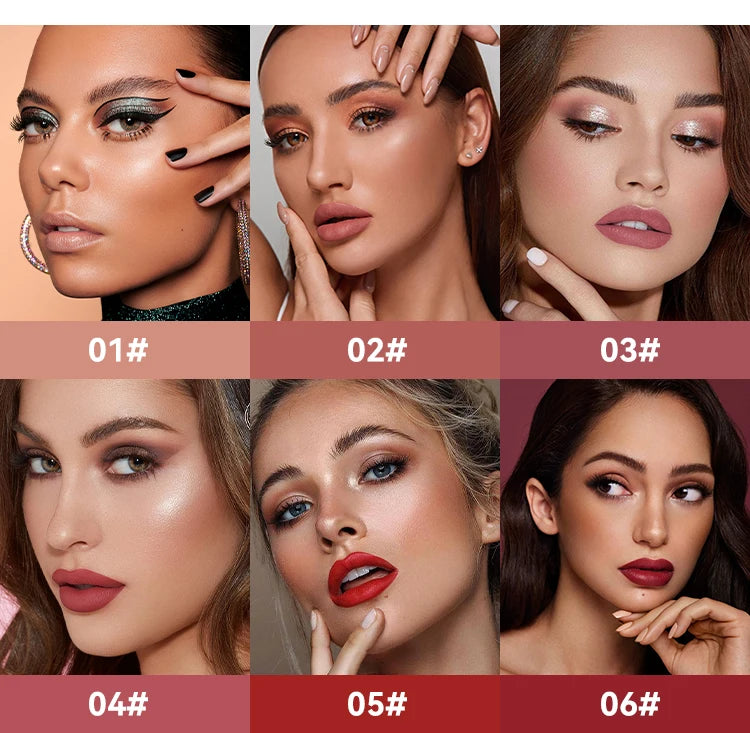 Long Lasting Velvet Matte Lip 6 Colors Gloss Waterproof Non-stick Cup Sexy Nude Red Pink Liquid Lipstick Lips Makeup Cosmetic