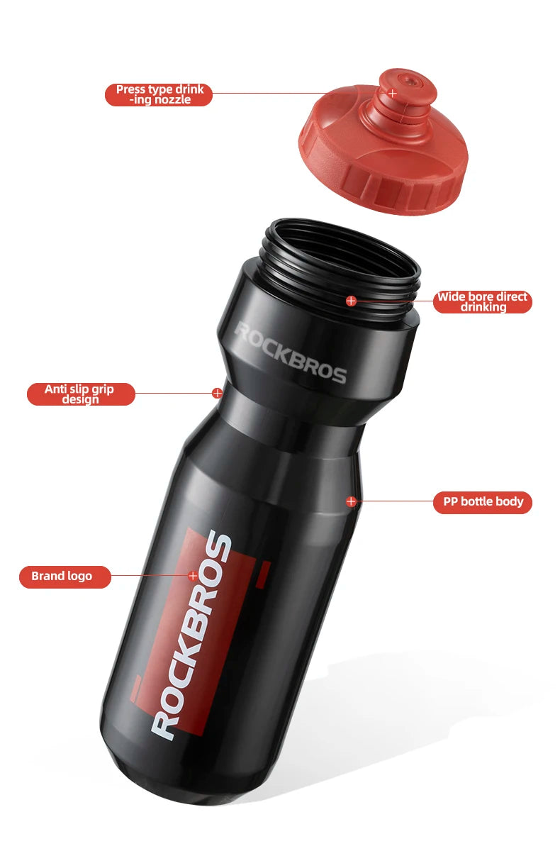 ROCKBROS 750ml Bicycle Water Bottle Plastic Sports Fitness Running Hiking Kettle Leak-proof Bike Bottle Cage