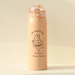 350ml/500ml Cartoon Stainless Steel Thermal Flask With Straw Portable Kids Cute Thermal Water Bottle