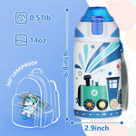 Fjbottle Kids Water Bottle Stainless Steel 400ml,1-Click Opening, BPA-Free Leak-proof Thermos Bottle, Cartoon Water bottle