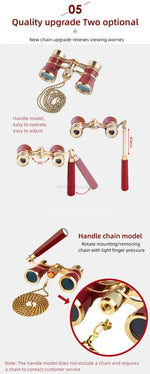 Opera Glasses Binoculars Metal Body With Chain/handle Theater Telescope Women Girls Optical Design Gift Retro Binoculars