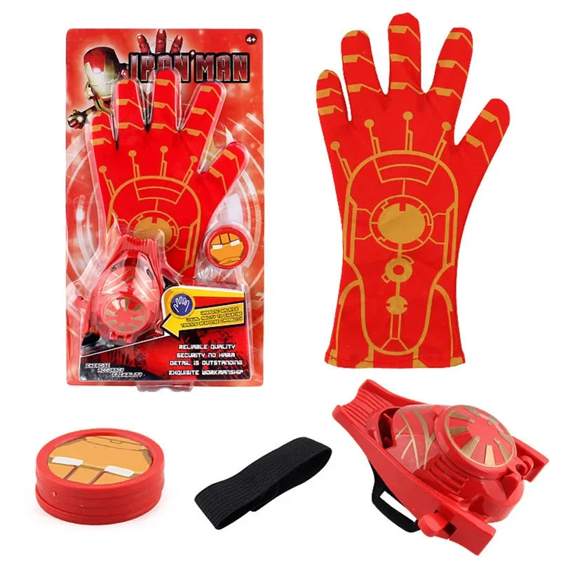 Super Heroes Figures Toy PVC Ironman Hulk Captain America Launcher Toys Gloves Kids Brinquedos Gift