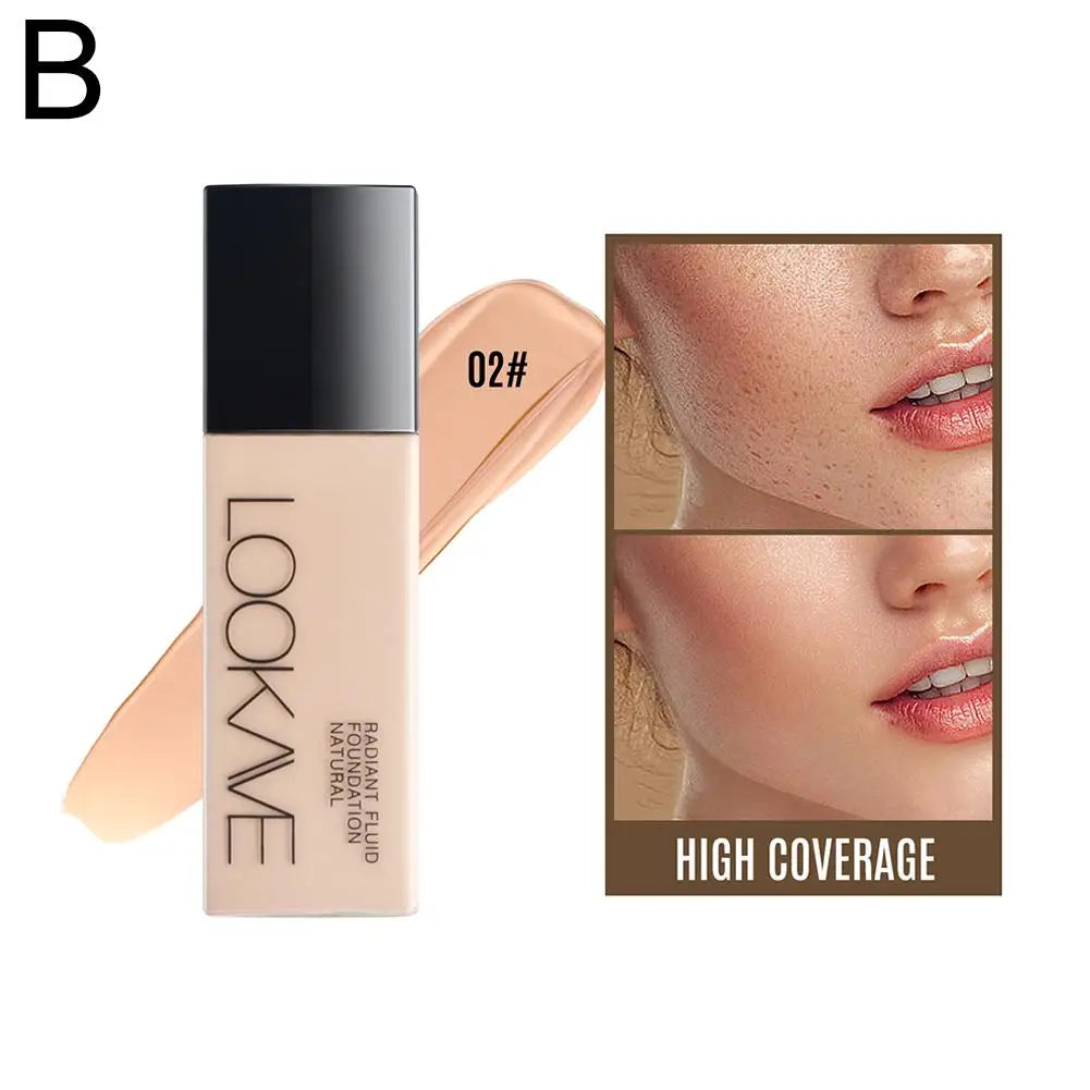 LOOKAVE Liquid Foundation Long Lasting Full Coverage Matte Cream CC Foundation Makeup Concealer Natural Liquid Base Moisturizing