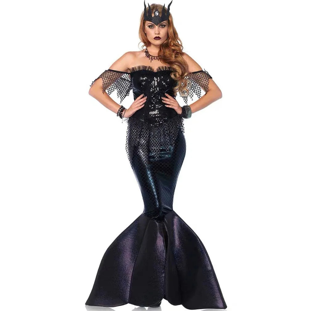 Halloween Adult Mermaid Witch Cosplay Dress - Strapless Stage Gown & Evening Outfit For Parties/Performances/Themed Shoots