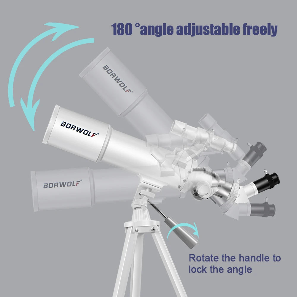 BORWOLF AZ70500 refracting astronomical telescope 70MM large aperture 25X-416X for observing the moon and planets