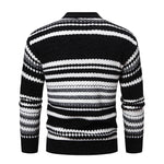 New Autumn Winter Men's Mock Neck Knit Pullovers Fashion Striped Slim Fit Knitted Sweater Men Casual Warm Pullover Knitwear Man