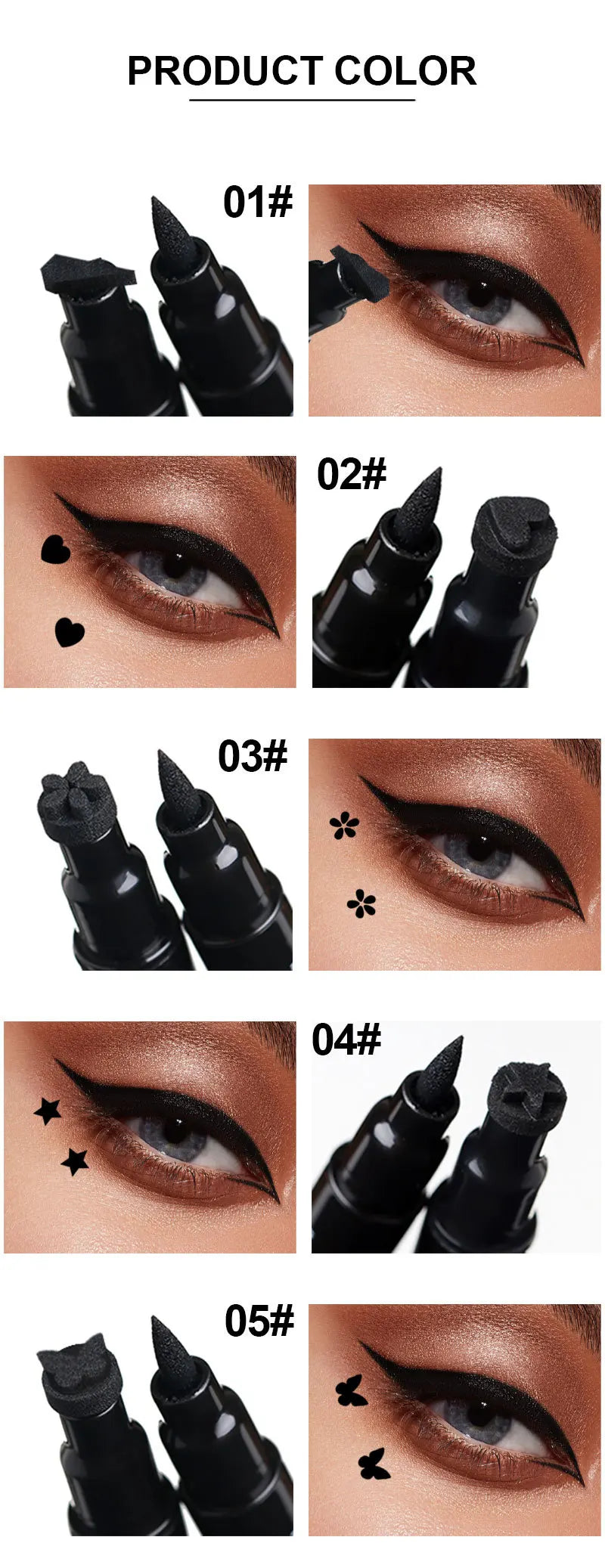Dragon Ranee Double head Star Seal Eyeliner waterproof non-smudging novice heart plum embellished eye tail eyeliner