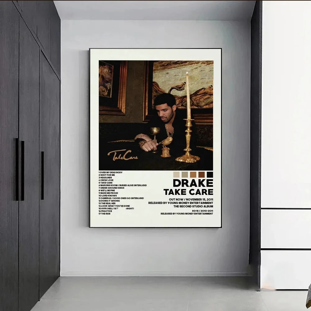 Poster Prints New Drake Views Take Care Her Loss Dogs Music Album Cover Canvas Painting Wall Art Picture Living Room Home Decor