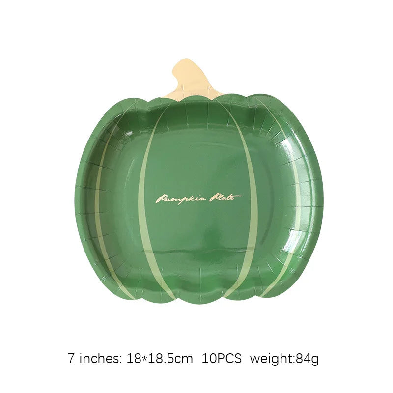 Halloween Thanksgiving Disposable Tableware White Paper Plates Halloween Pumpkin Party Supplies Birthday Party Decor