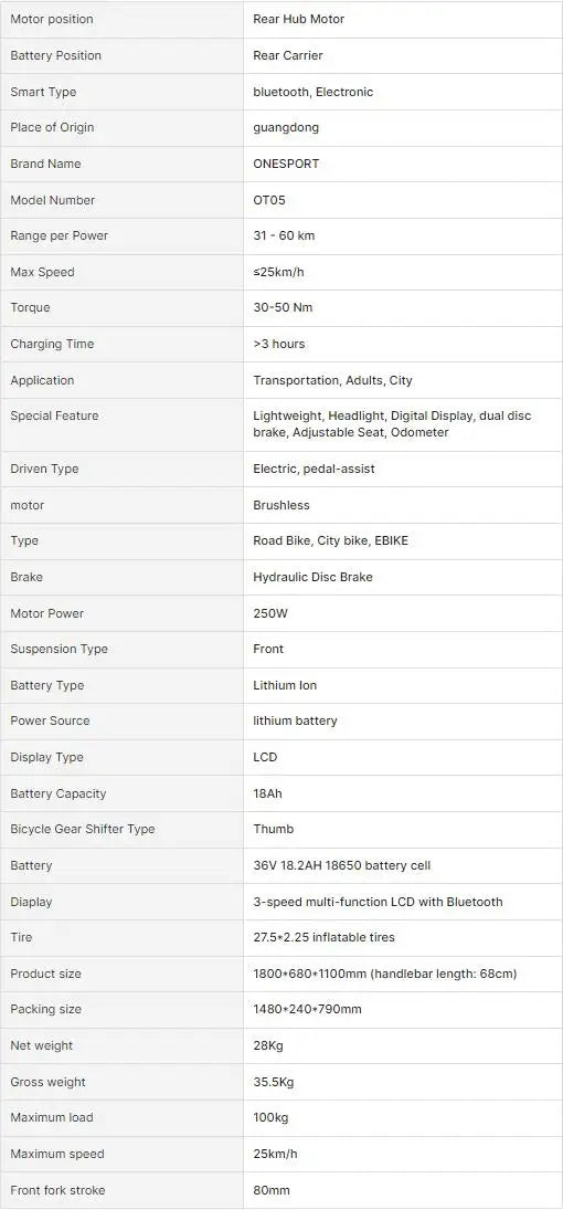 Electric Bike 27.5 Inch 250 W