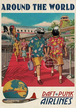 Around The World Daft Punk Poster Retro Canvas Painting Prints Wall Art Minimalist Modern Living Room Wall Art Home Decor Gifts