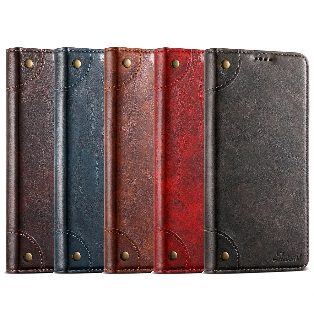Flip Leather Phone Case for Samsung Galaxy S25 S24 Ultra S23 S22 Plus S 25 Note 20 with Magnetic Card Slot Holder Cover LS055