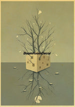 Retro Abstract Creative Poster Kraft Paper Nostalgia Canvas Prints Modern Landscape Coffee Bar Wall Art Posters Living Decor