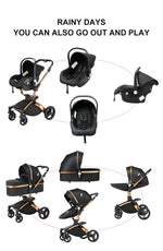 3 in 1 Lightweight High Landscape Baby Stroller Cart Carriage for Newborn Luxury Pushchair