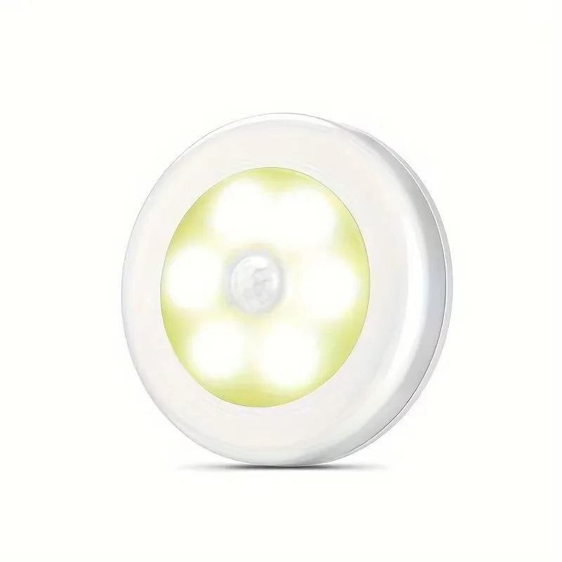 1/3pcs 6 LED Motion Sensor Night Light Wireless Wall Puck Lamp for Closet, Under Cabinet, Stair, Step, Hallway