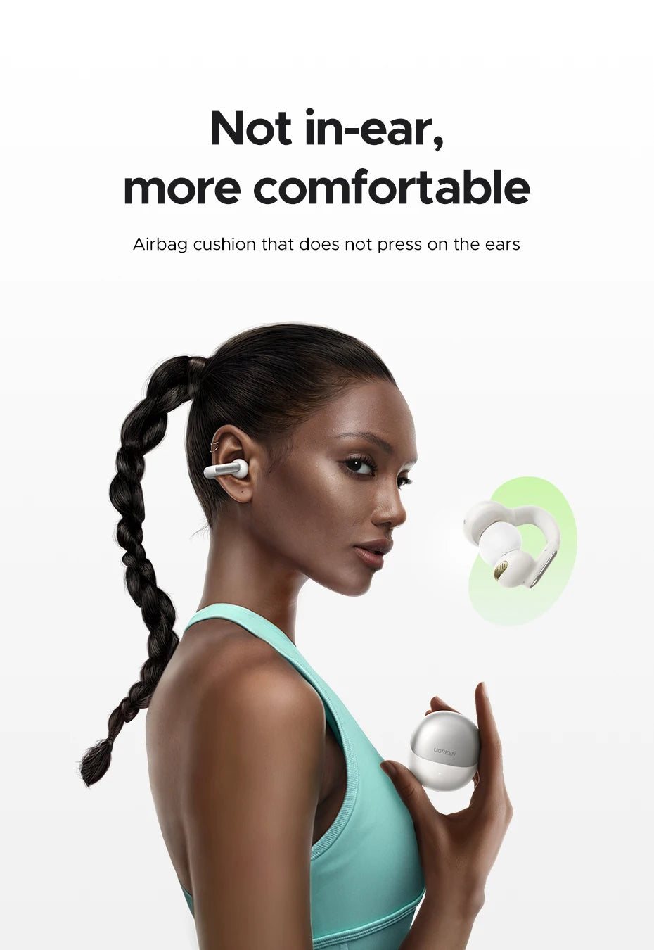 UGREEN HiTune S5 TWS Open Ear Clip Wireless Earbuds Bluetooth Sports Earphones Headphones in Mic with Earhooks & Ear Hook