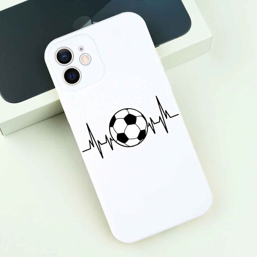 Funny Football Graphic Phone Case For iPhone 16 15 14 13 12 11 Pro Max Mini X XS SE4 7 8 Plus 16E Shockproof Silicone Soft Cover