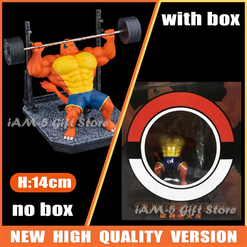 Pokemon Toys GYM Figurines Cartoon Fitness Muscle Man Action Figure Charmander Bulbasuar Squirtle Gengar Fit Model Anime Toys