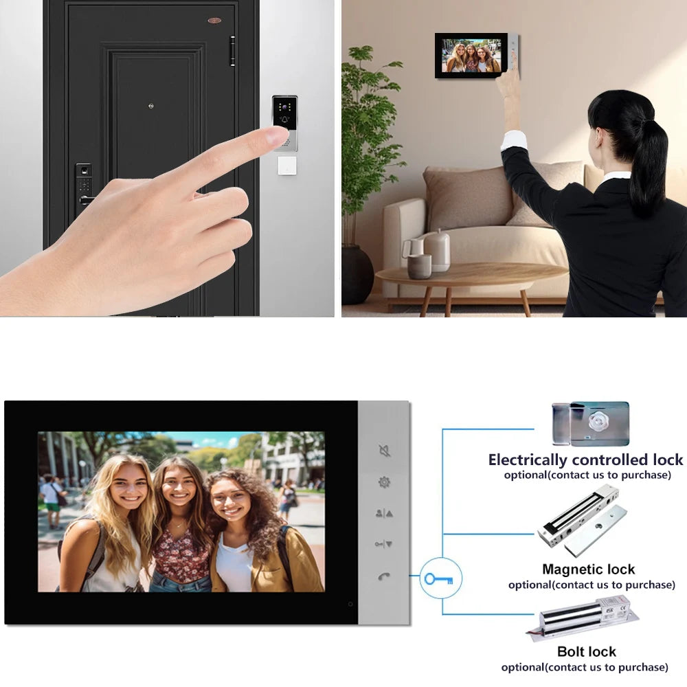 720P Video Doorbell 7‘’ Color Screen Home IntercomHigh-Definition Intelligent Night Vision Electronic Access Control System