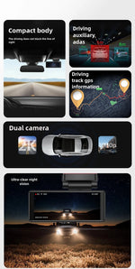 4K HD Dual Lens Dash Cam Car DashCam 3.16 IPS Screen 2K 1080P Camera Recording WiFi GPS Parking Monitoring ADAS Loop Recording