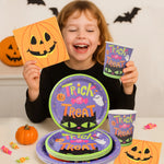 Halloween Pumpkin Black Cat Disposable Tableware Set Halloween Party Decor Kids Favors Trick or Treat  Paper Plates Cup Napkins