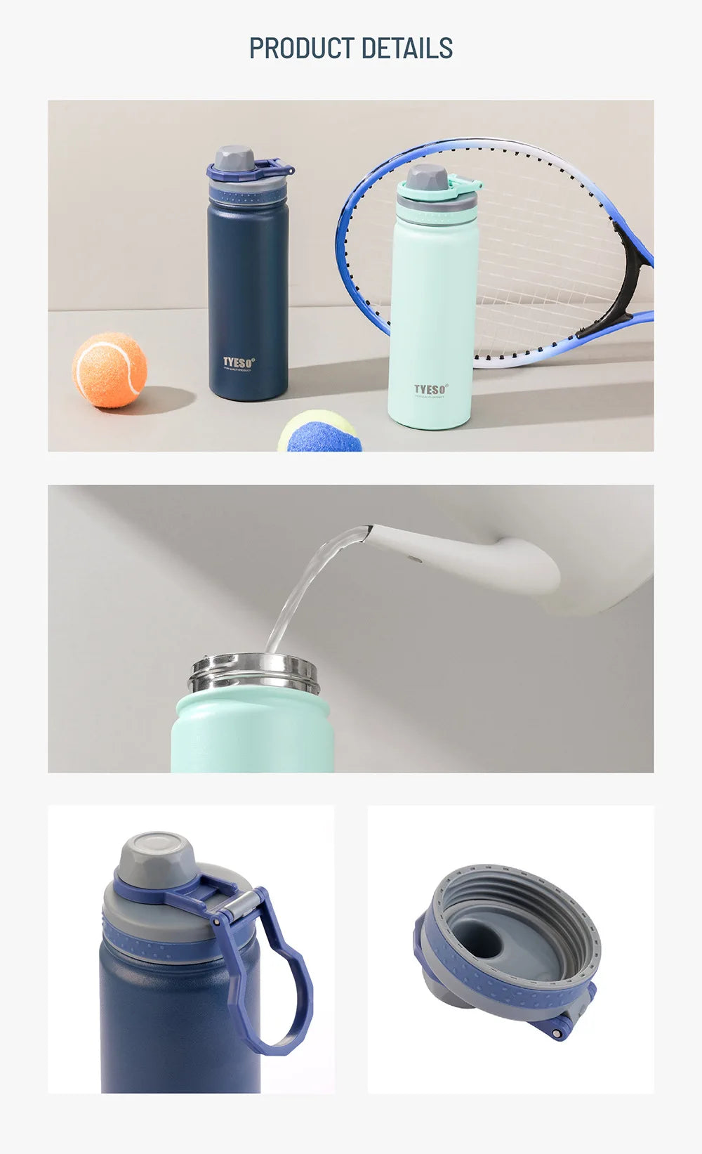 Tyeso 530/750ML Thermos Bottle Stainless Steel Vacuum Flask Travel Cup Insulated Water Bottle Sport Thermal Cup Mug Hot Cold Mug