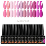 MEET ACROSS 12Pcs Gel Nail Polish Set 7.3ml Pink Blue Neon Macaron Color for Nails UV Gel LED Nail Art  Varnish Manicure Kit